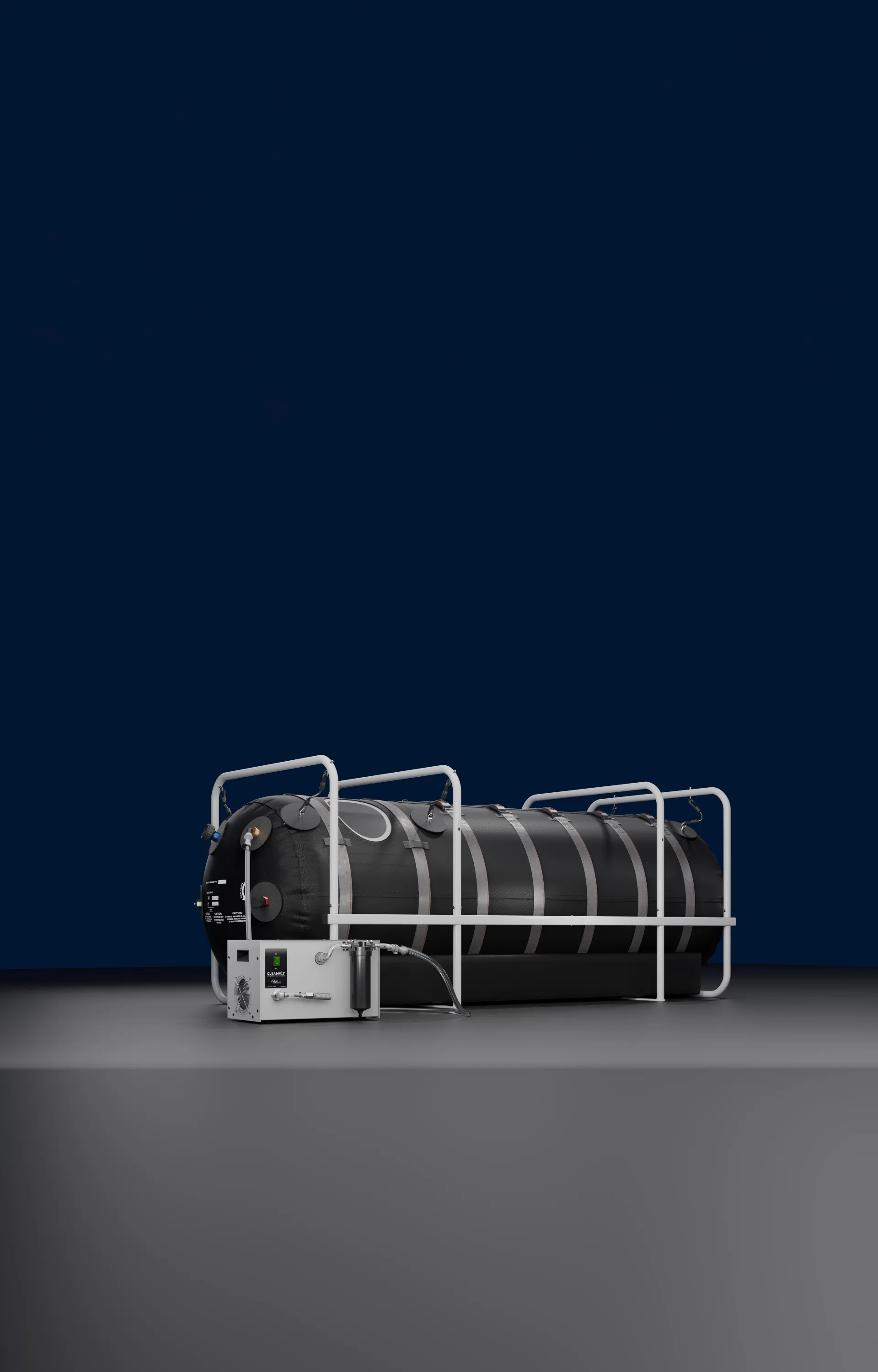 OxyHealth Quamvis 320 black hyperbaric chamber solo view - 3D render