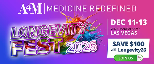 A4M Longevityfest 2026 - December 11-13 at the Venetian Palazzo in Las Vegas, the world's largest longevity medicine conference featuring OxyHealth hyperbaric chambers