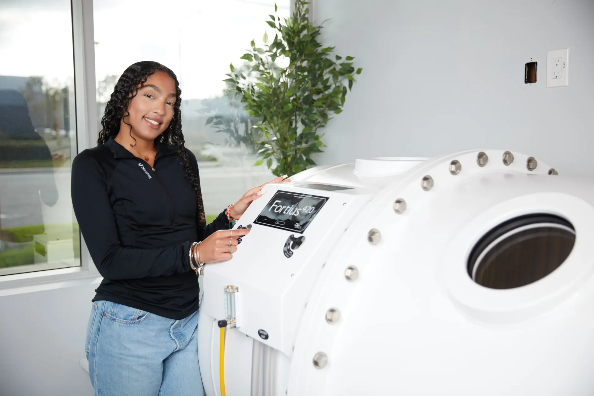 OxyHealth Fortius 420 EXP split design clinical hyperbaric chamber with digital controls