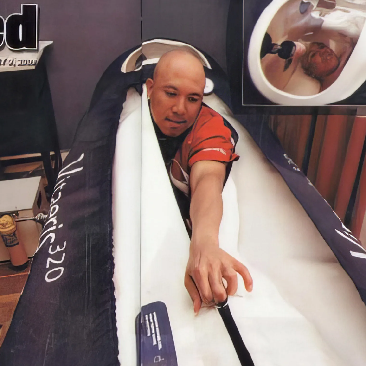 Professional athlete using OxyHealth hyperbaric chamber for recovery and performance 1