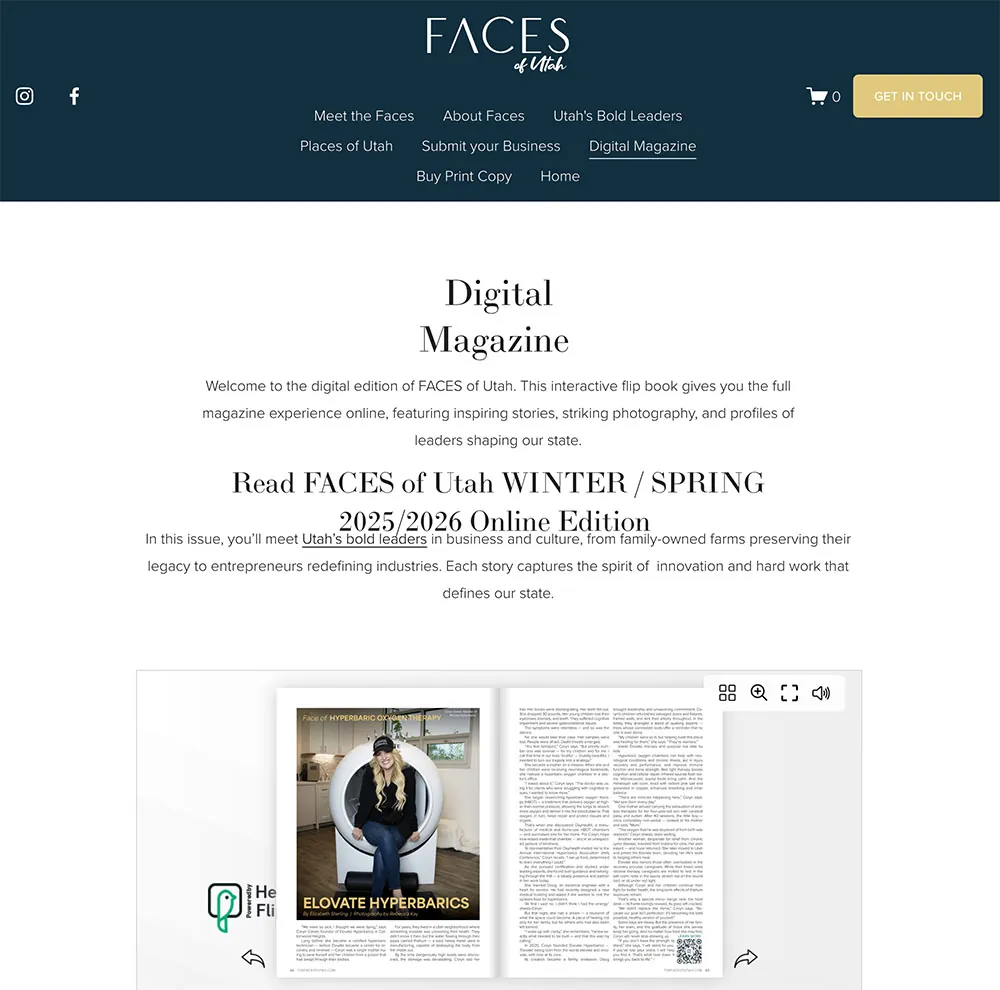 Faces of Utah feature on Coryn Carver and Elovate Hyperbarics