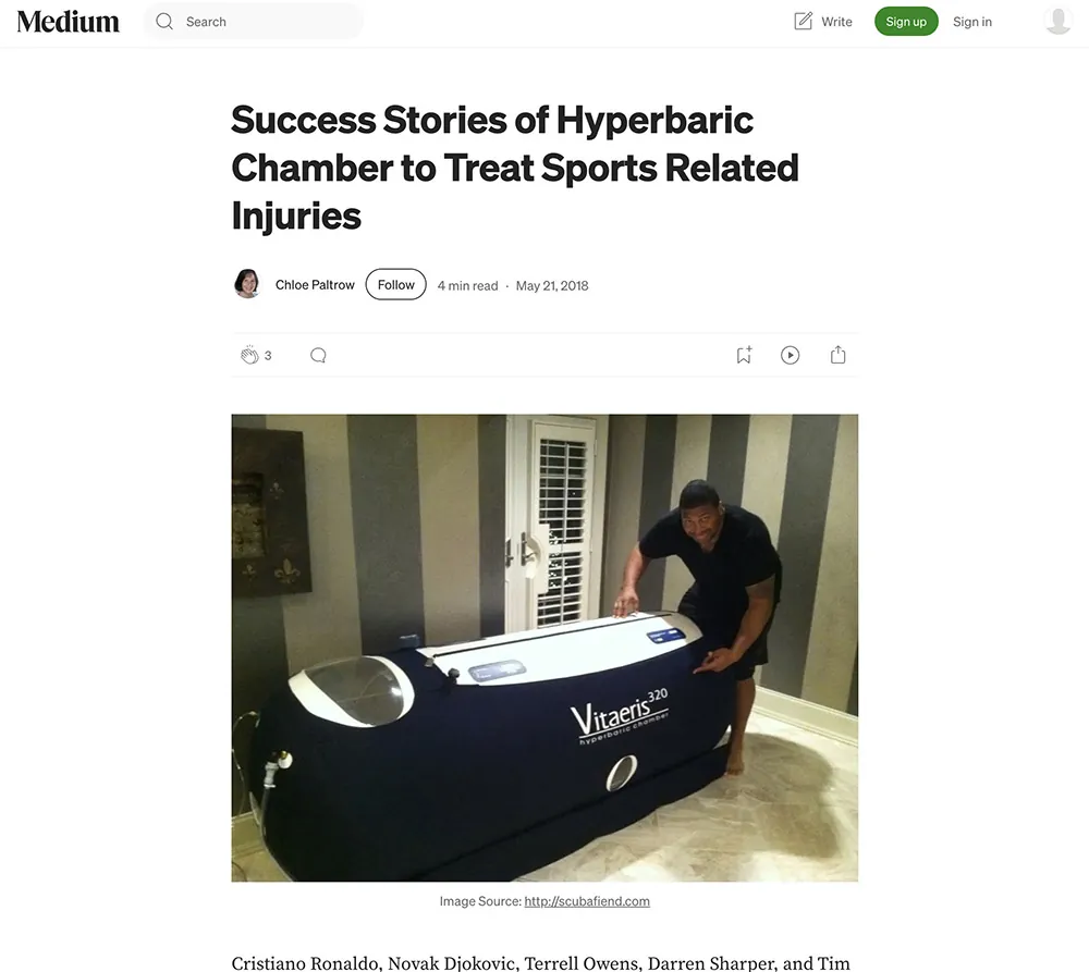 Athletes benefiting from hyperbaric oxygen therapy for healing and recovery